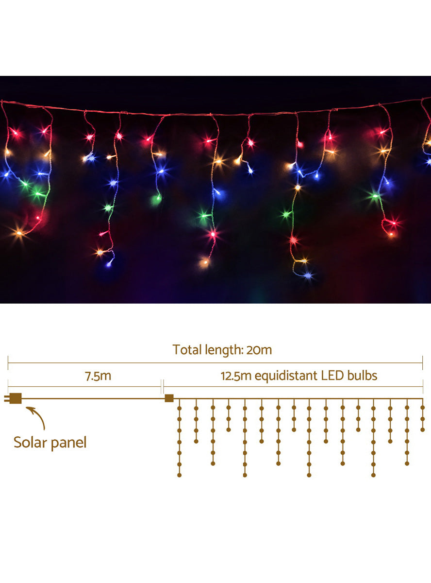 Multicolour Icicle String Lights 12 Metre - Measurements Image