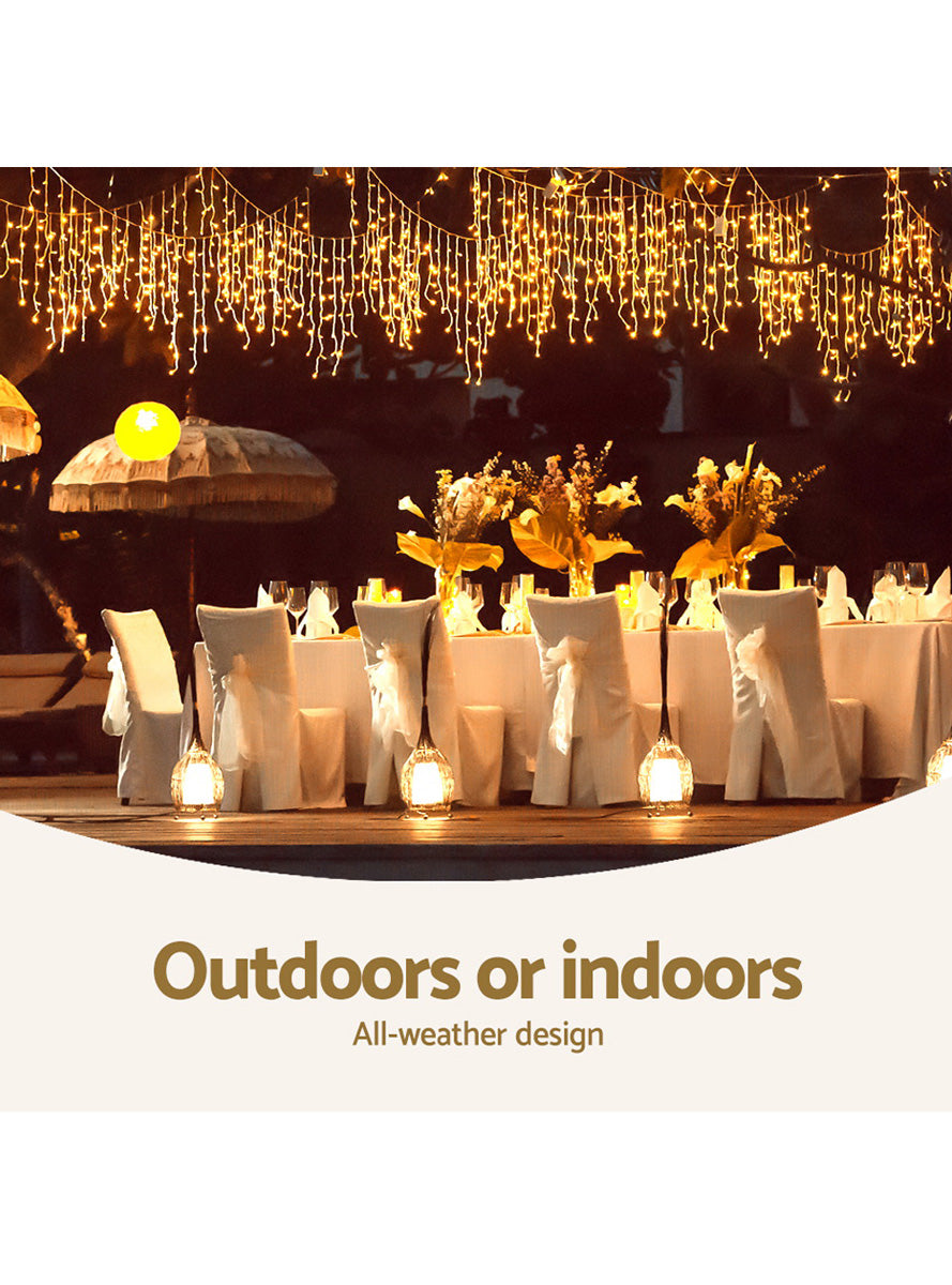 Warm White Solar Icicle Lights 12 Metre Christmas Decoration - Information Image 4