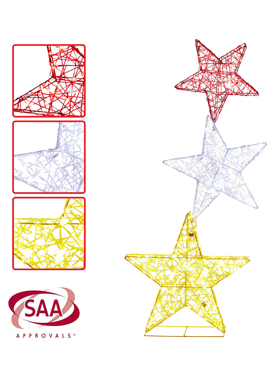 120cm Christabelle 3 Star Light Up Christmas Decoration - Close Details Image