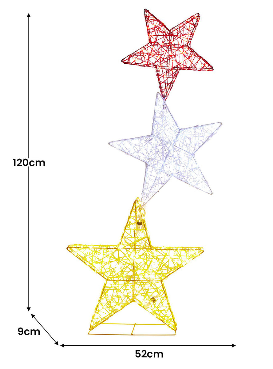 120cm Christabelle 3 Star Light Up Christmas Decoration - Measurements Image
