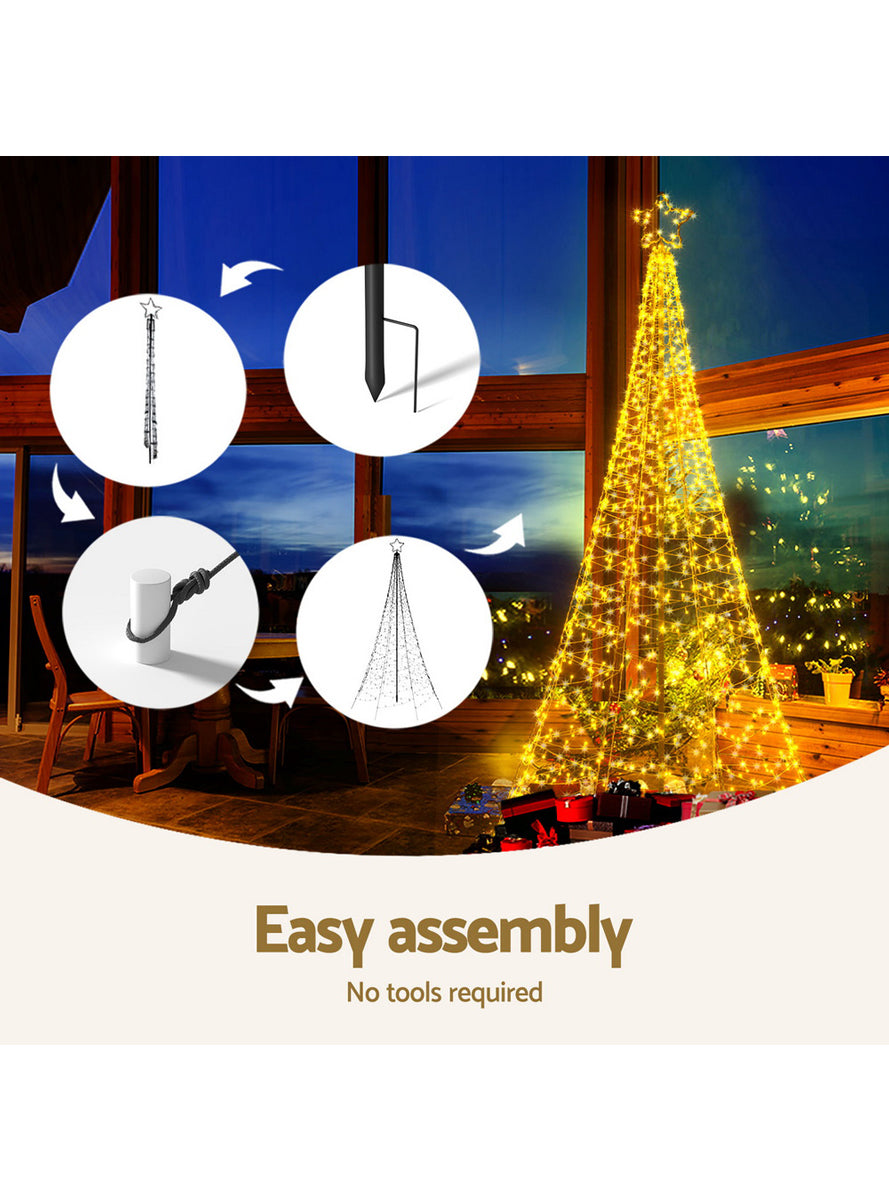 120cm Solar Powered Warm White Christmas Tree Light Decoration - Info Image 2