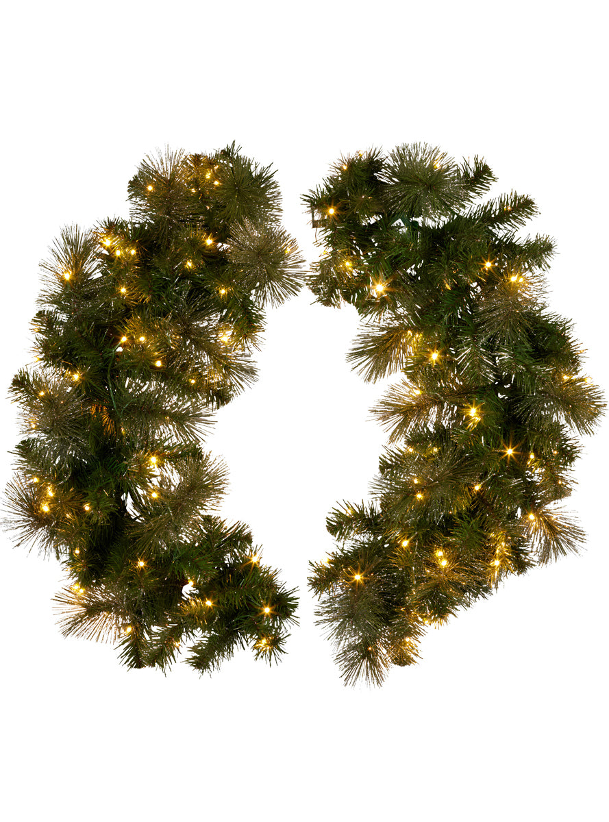 Green Split Christmas Wreath with Lights 122cm - Alternate Image 1