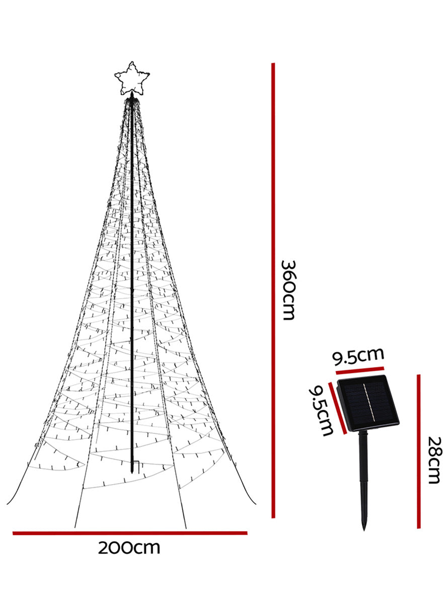 12ft Jingle Jollys Solar 800 Piece LED Fairy Light Christmas Tree - Measurements Image
