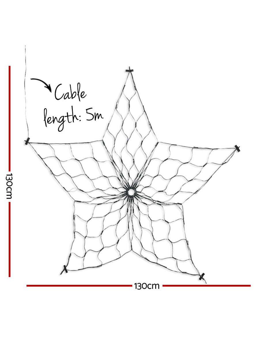 130cm Multicolour Star Shaped Net Christmas Lights - Dimensions Image