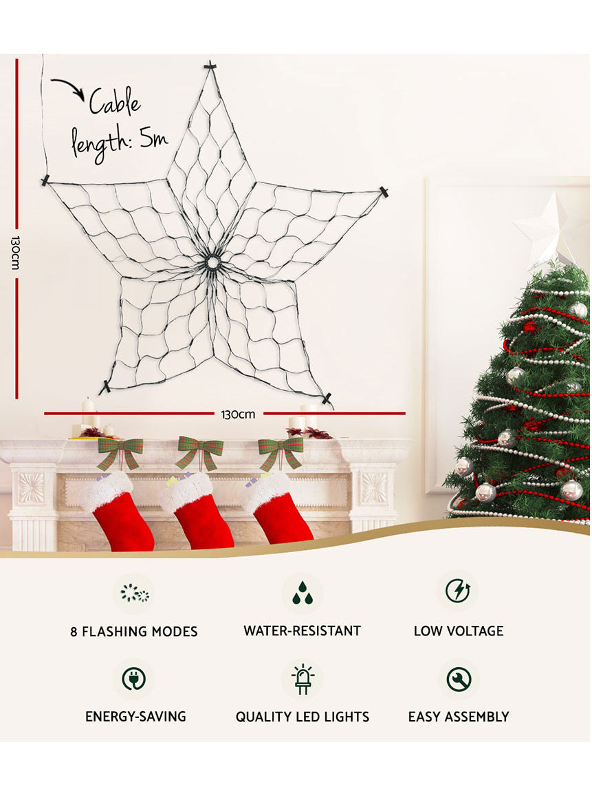 130cm Multicolour Star Shaped Net Christmas Lights - Info Image 1