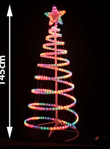 Spiral Tree Multicolour Rope Light Christmas Decoration 145cm - Dimensions Image
