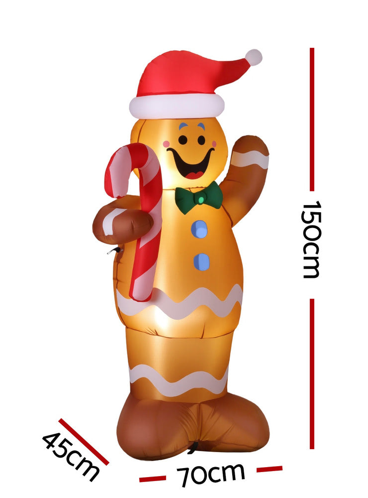 Inflatable Gingerbread Man Christmas Decoration 150cm - Dimensions Image