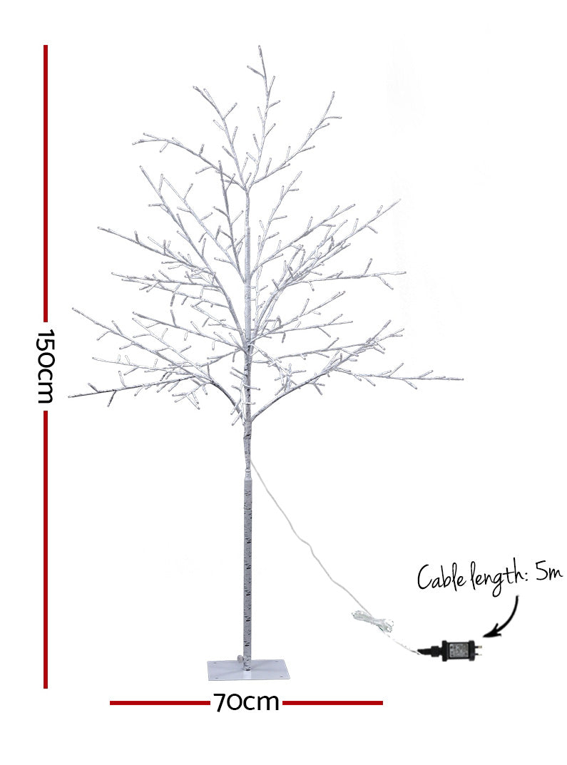 Jingle Jollys White Twig Light Up Christmas Decoration 150cm - Dimensions Image 1