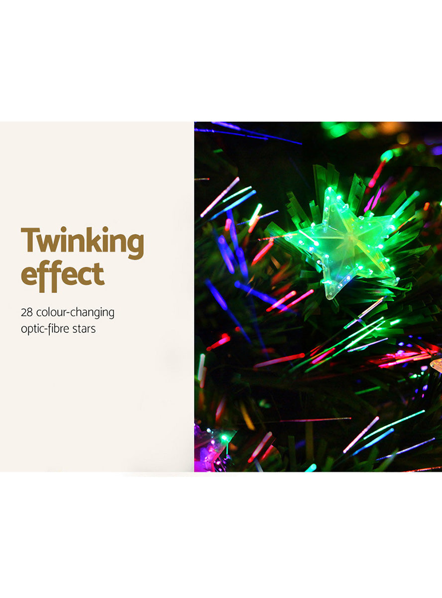 Multi Colour LED Fibre Optic Jingle Jollys Christmas Tree 150cm - Lighting Details Image