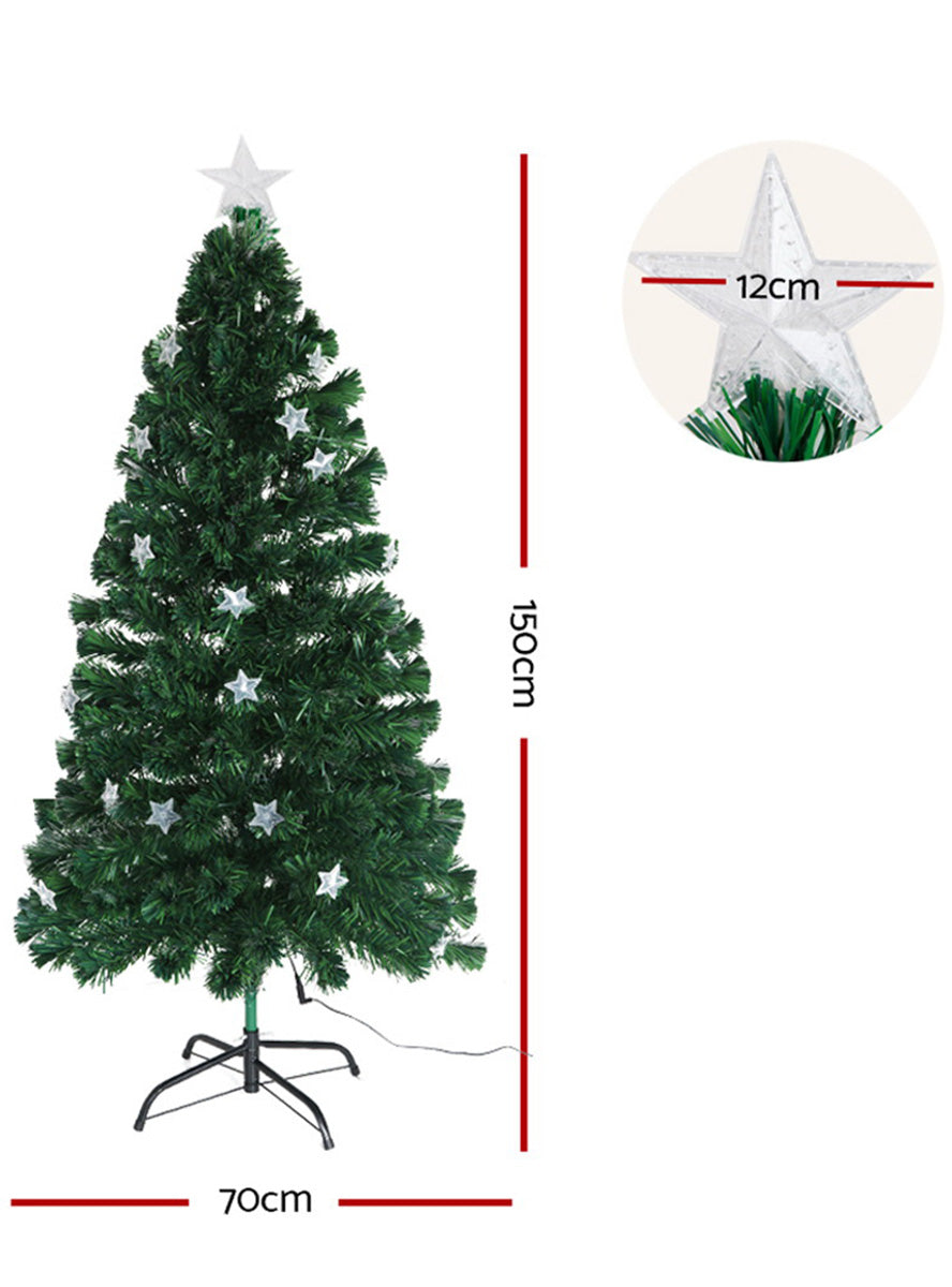 Multi Colour LED Fibre Optic Jingle Jollys Christmas Tree 150cm - Measurements Image