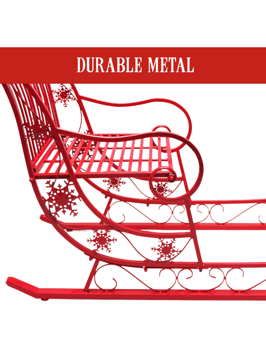 Red Metal Christmas Sleigh Decoration 150cm - Info Image 2