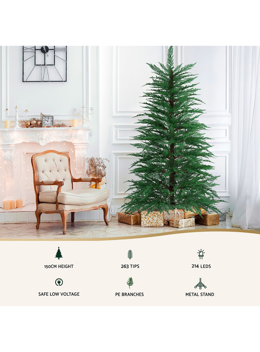 Jingle Jollys Sparse 263 Tip Light Up Christmas Tree Decoration 150cm - Details Image