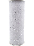 Image of Silver Glitter Sparkle 15cm x 5m Mesh Ribbon