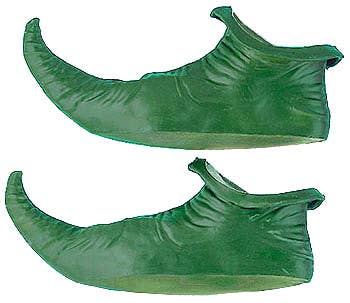 Pointy Green Latex Christmas Elf Adult's Costume Shoes
