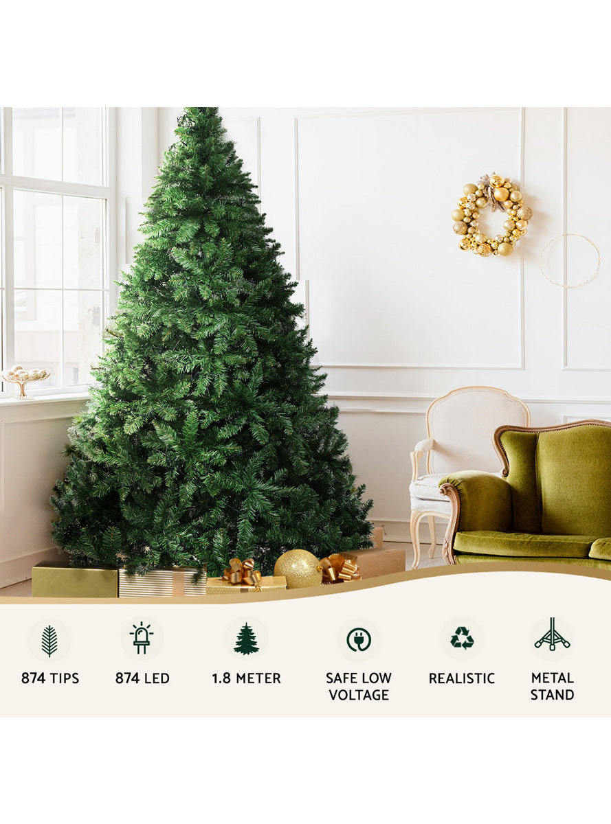 LED Light Jingle Jollys Christmas Tree Decorations 874 Tips 180cm - Details Image