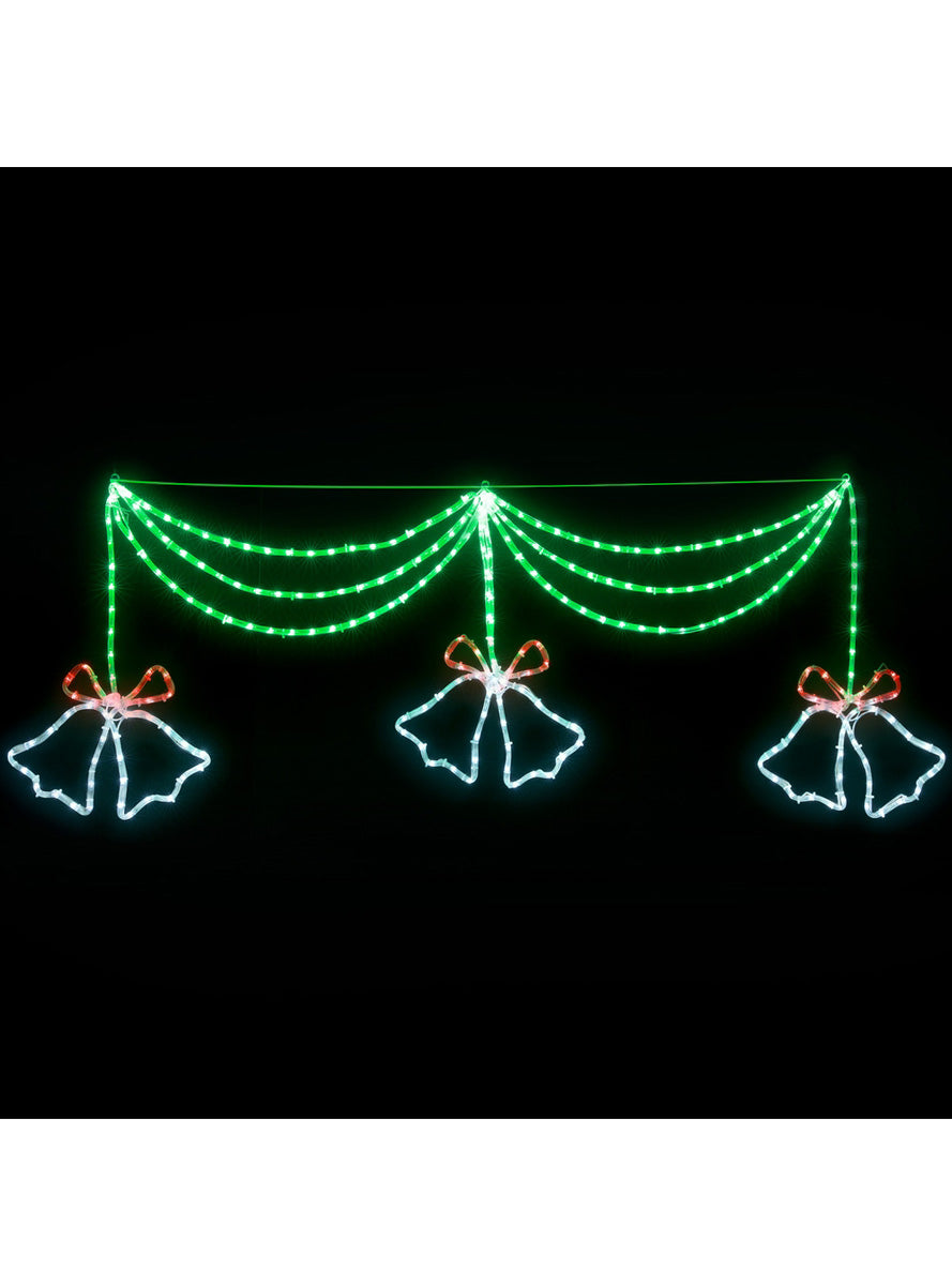 Christmas Wreath and Bells Rope Light Decoration 180cm - Alternate Image