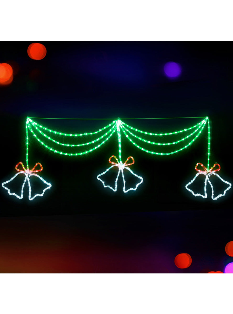 Christmas Wreath and Bells Rope Light Decoration 180cm - Main Image