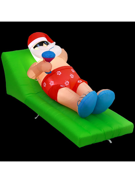 Jingle Jollys Inflatable Santa Bench Christmas Decoration 180cm - Black Background Image