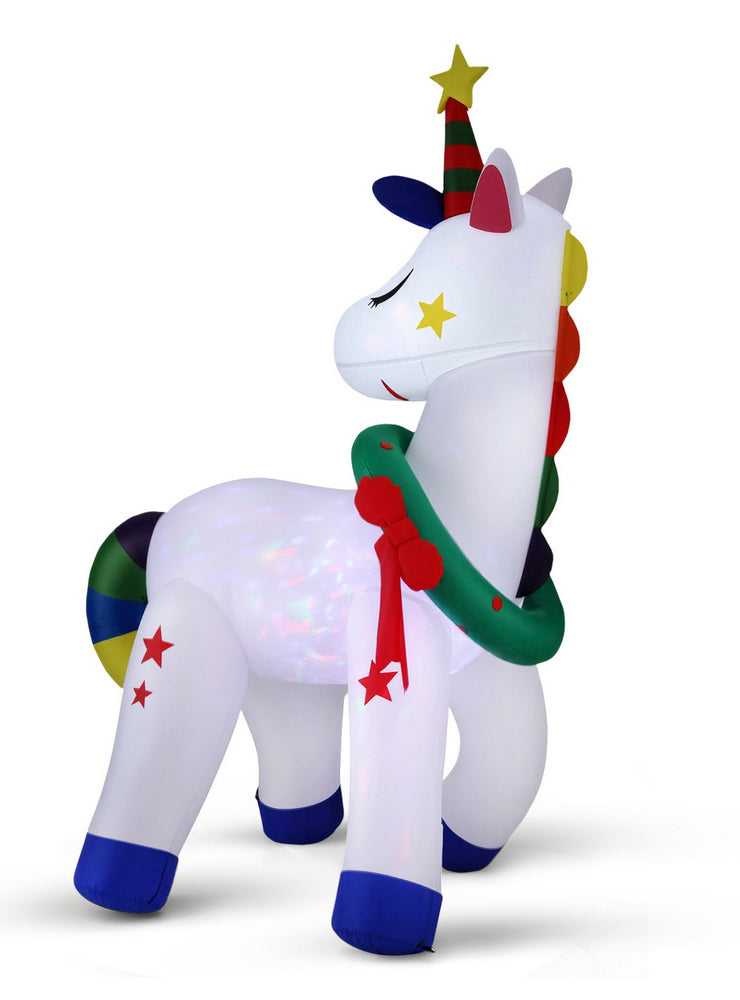 Jingle Jollys Light Up Inflatable Christmas Unicorn Outdoor Decoration 180cm - Main Image