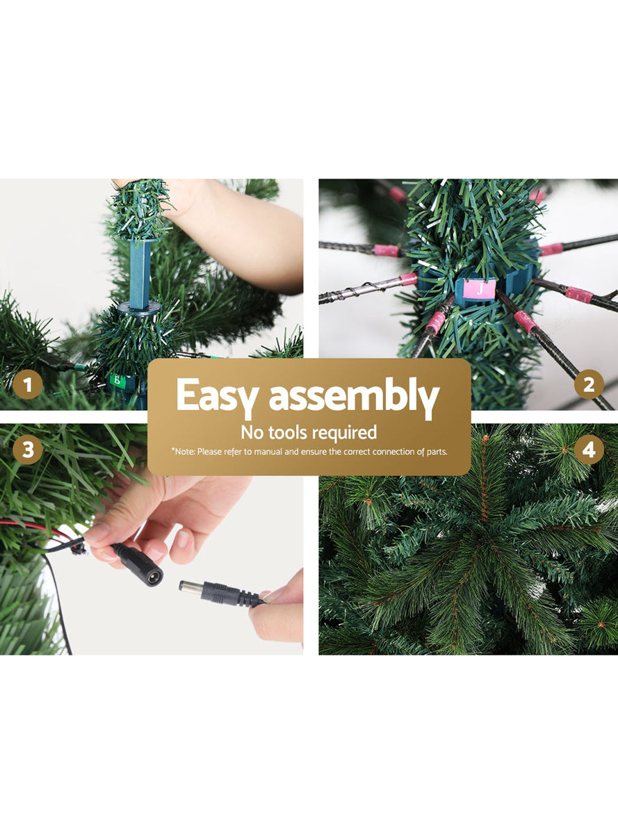 Light Up Jingle Jollys Christmas Tree with 8 Light Mode 1980 LED Lights 180cm - Assembly Details Image