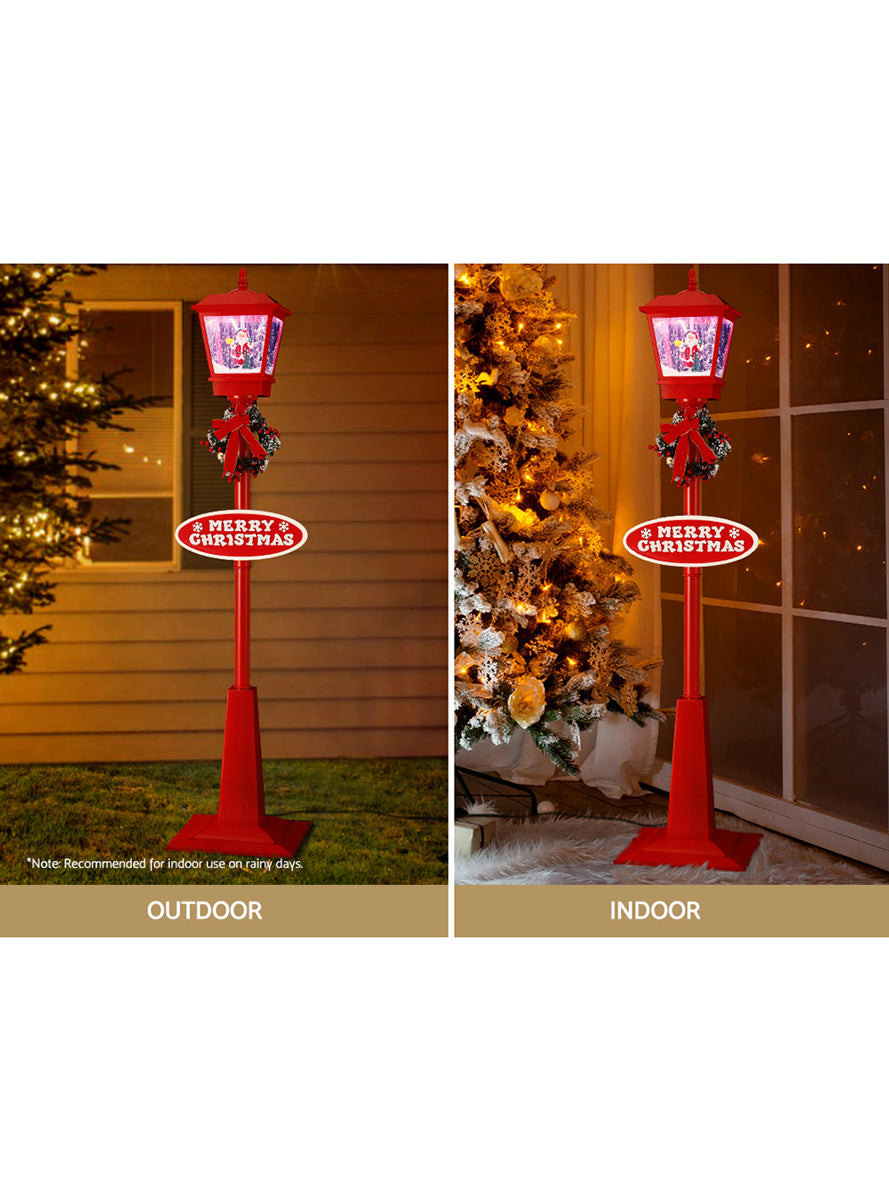 Red Christmas Light Post Lamp with Santa Decoration 180cm - Information Image 2