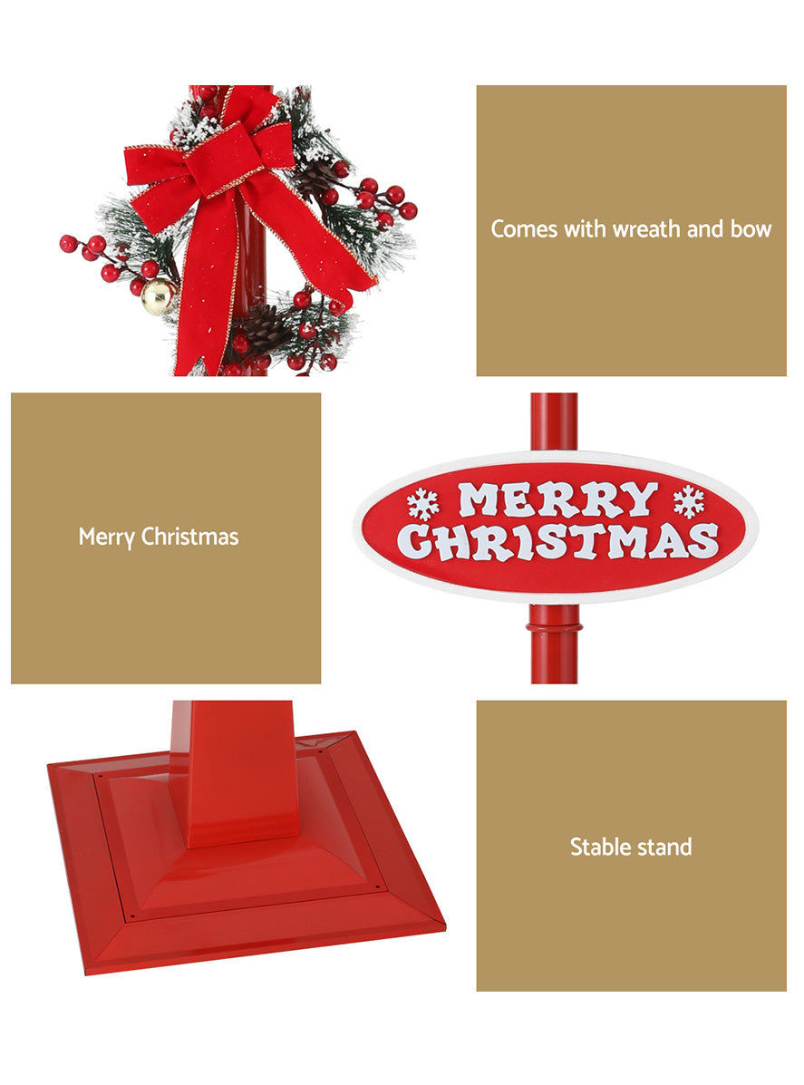 Red Christmas Light Post Lamp with Santa Decoration 180cm - Information Image 4