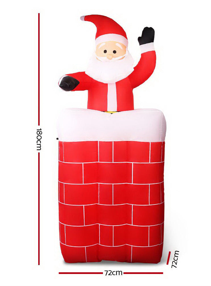 Santa in Chimney Inflatable Christmas Decoration 180cm - Dimensions Image