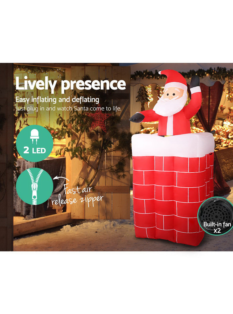 Santa in Chimney Inflatable Christmas Decoration 180cm - Information Image 2
