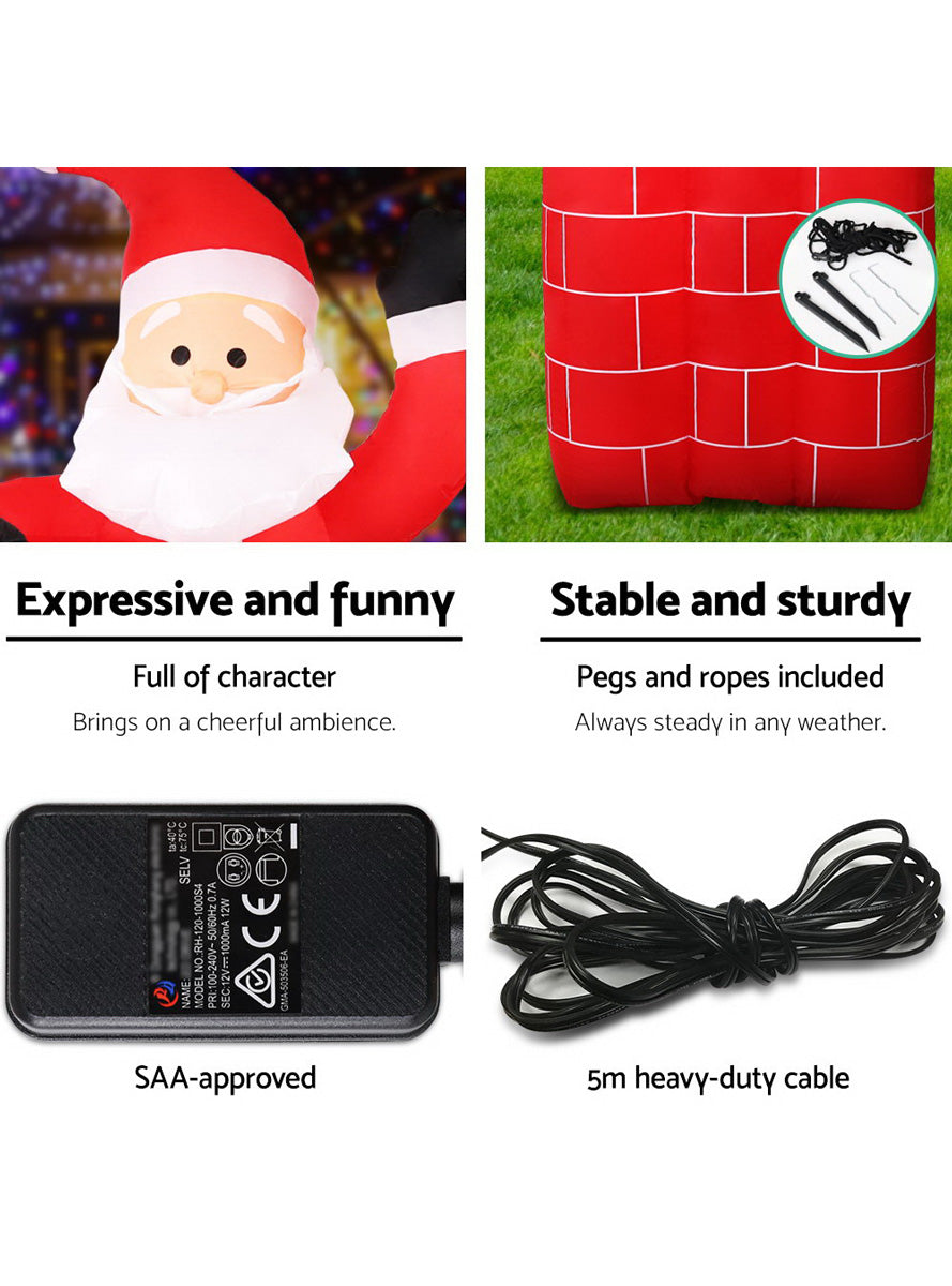 Santa in Chimney Inflatable Christmas Decoration 180cm - Information Image 3