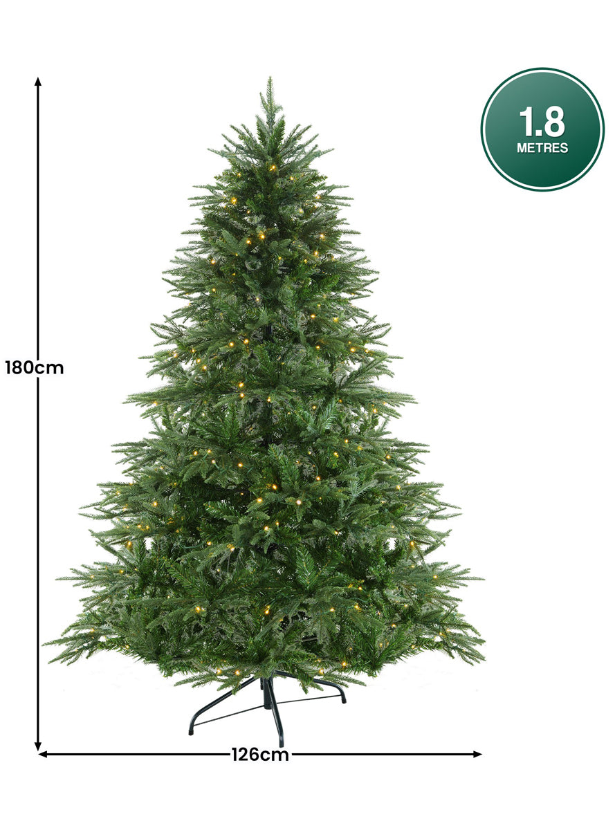 180cm Warm White Prelit Everglow Fir Christmas Tree - Dimensions Image