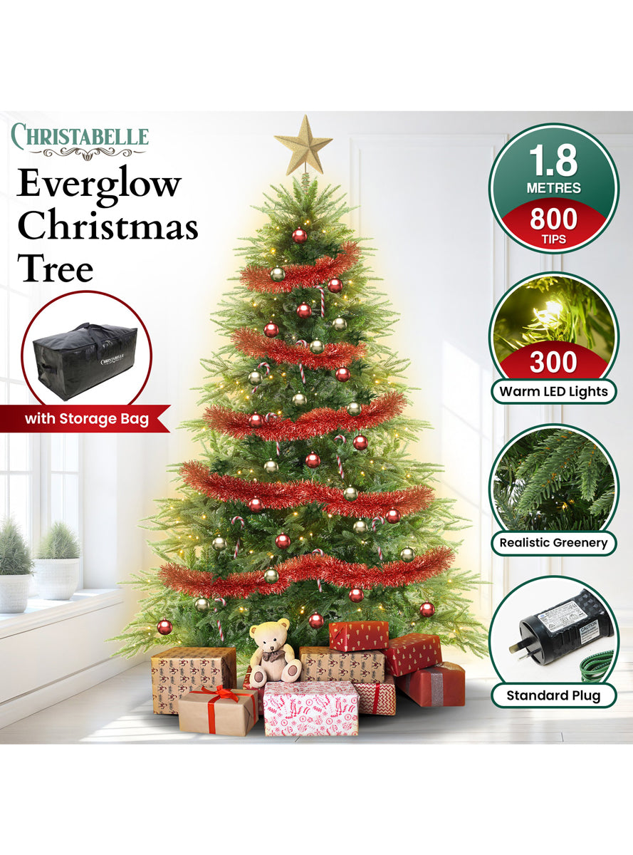 180cm Warm White Prelit Everglow Fir Christmas Tree - Info Image 1