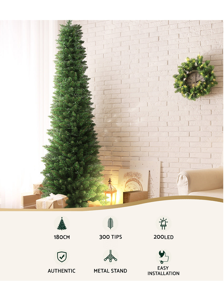 Warm White Prelit Slim Christmas Tree 180cm - Info Image 1