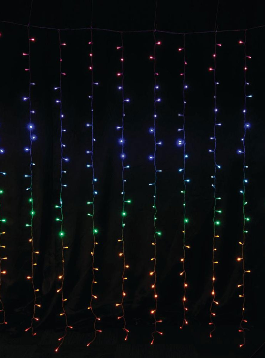 Rainbow LED 180cm Twinkling Curtain Christmas Lights - Main Image