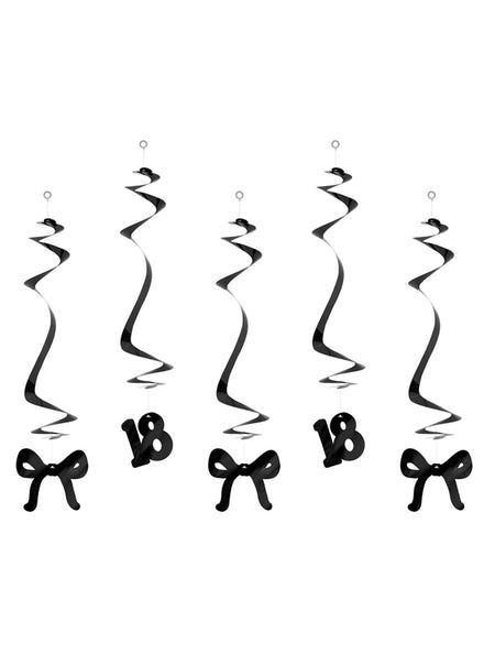 18th Birthday 5 Pack 50cm Black Swirls With Bows — Main Image