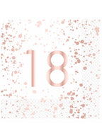 Image of 18th Birthday Rose Gold and White 16 Pack Lunch Napkins