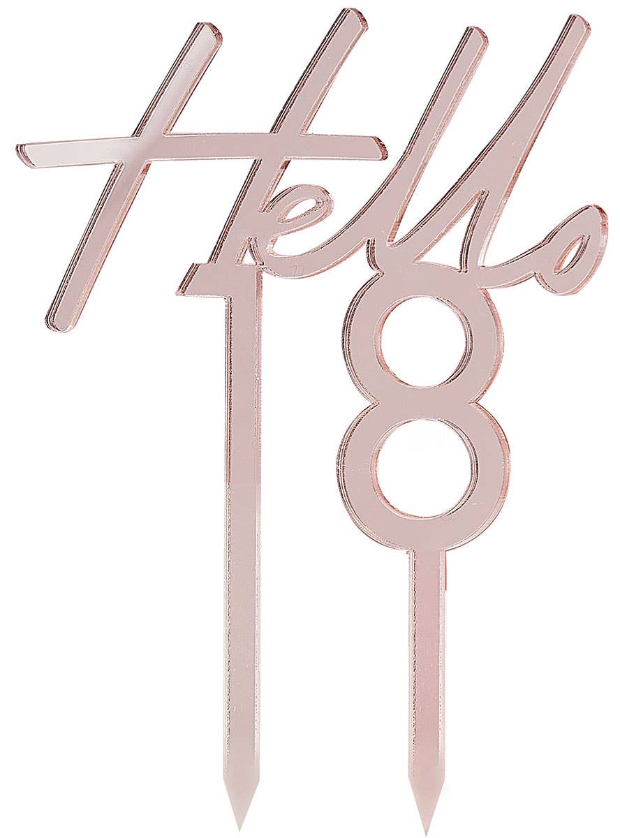 Rose Gold 18th Birthday Hello 18 Cake Topper