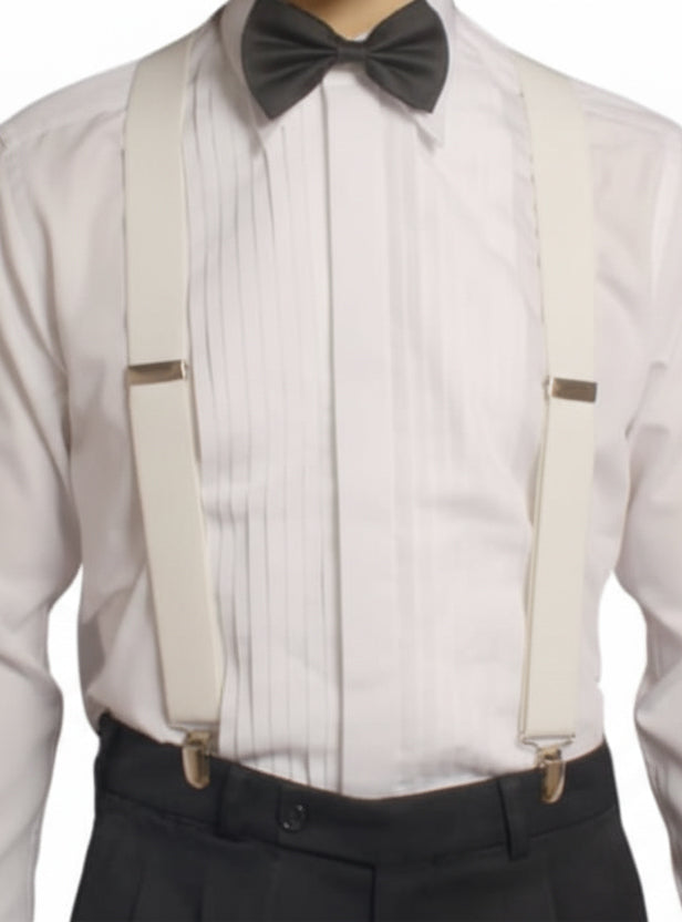 Adults White 1920s Costume Suspenders