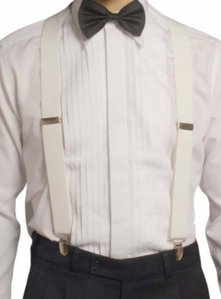 Adults White 1920s Costume Suspenders