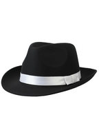 1920s Black Gangster Costume Hat with White Band - Main Image