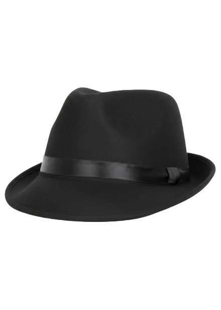 1920s Black Trilby Gangster Costume Hat - Main Image