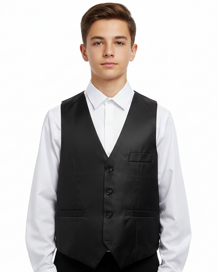 Teen Boys Classic 1920s Black Costume Vest - Main Image