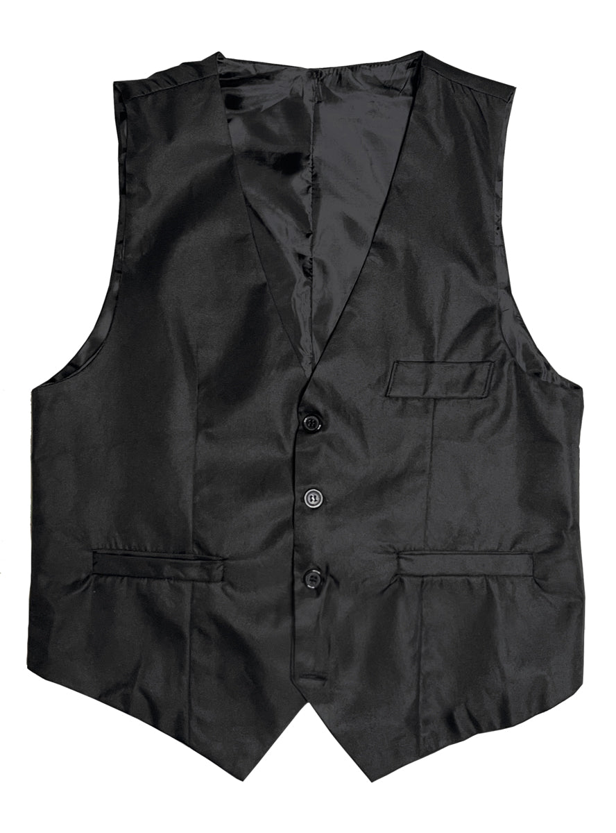 Teen Boys Classic 1920s Black Costume Vest - Alternate Image