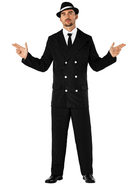 1920s Mens Black Gangster Costume - Main Image