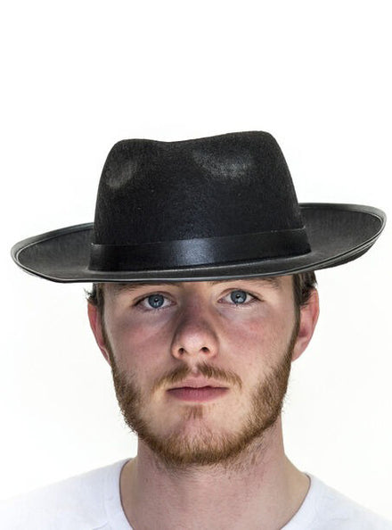1920s Mens Black Gangster Fedora Costume Hat - Main Image