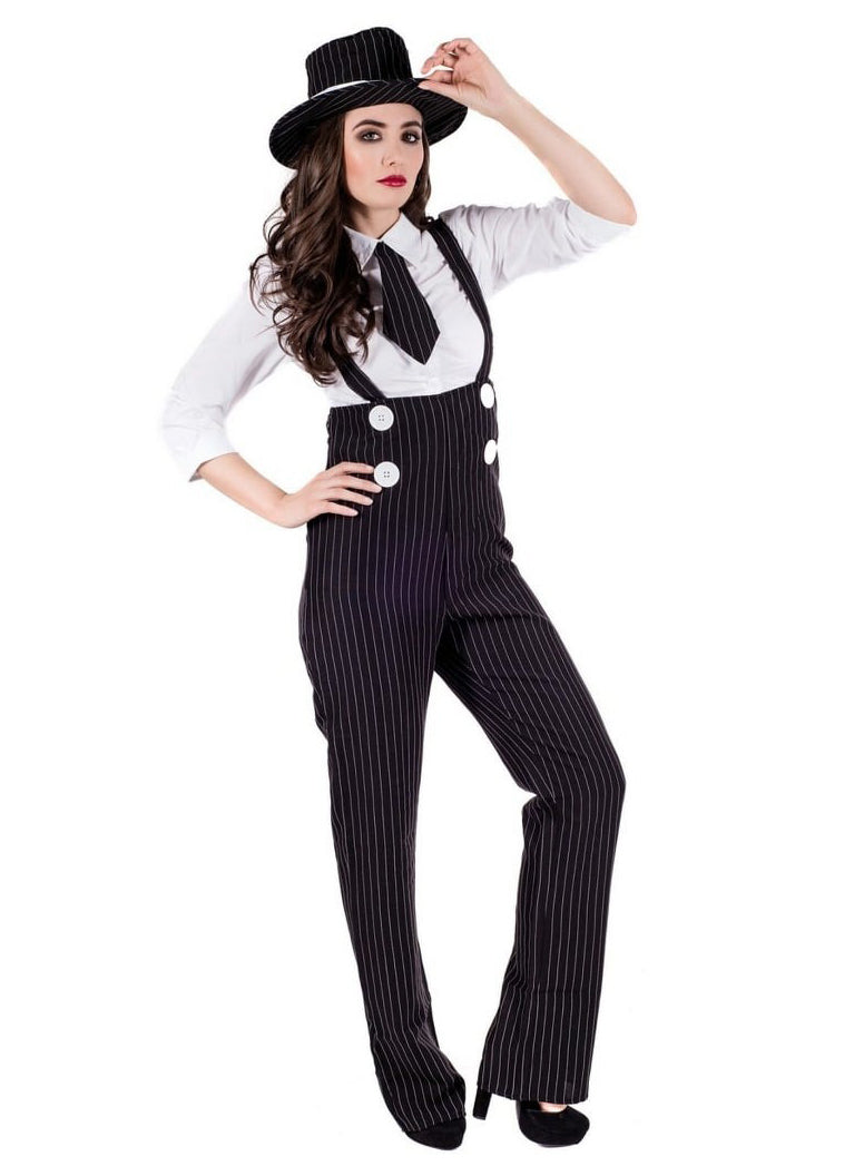1920s Plus Size Womens Pinstripe Gangster Costume - Alternative Image 2