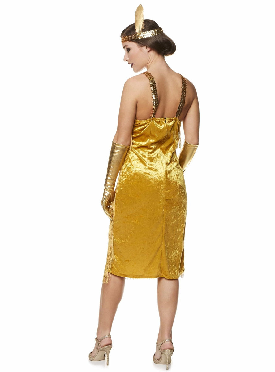 1920s Fringed Gold Flapper Womens Costume - Back Image