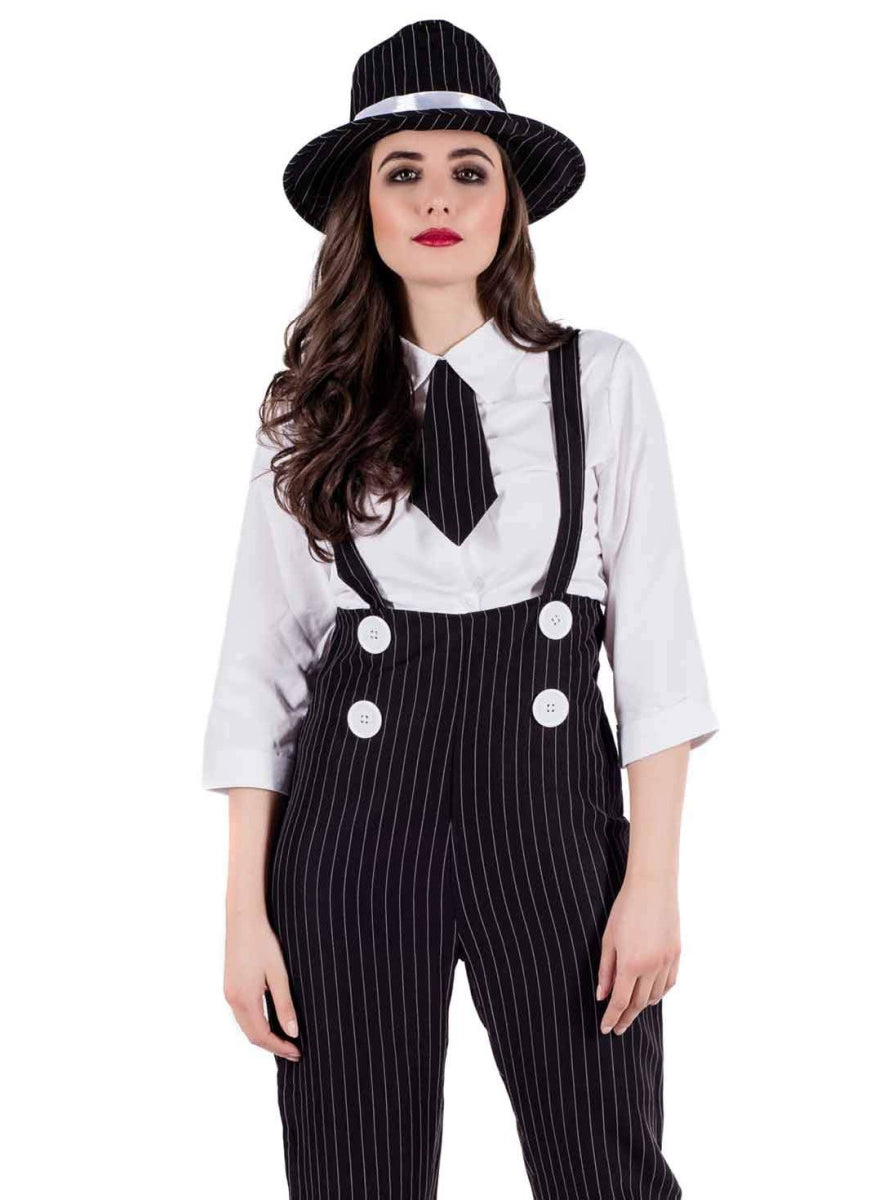 1920s Womens Pinstripe Gangster Costume - Close Image