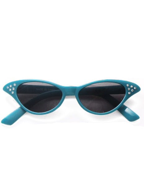 1950s Blue Cat Eye Costume Sunglasses with Diamantes - Main Image