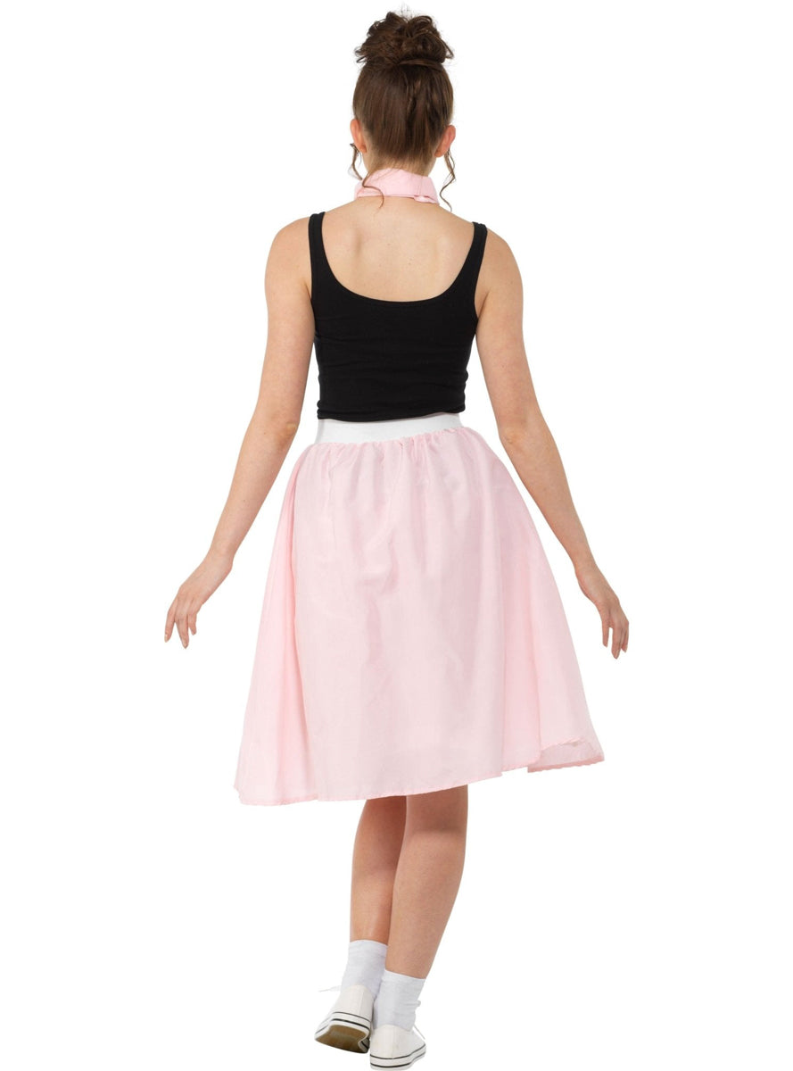 50s Womens Pink Poodle Skirt Costume and Neck Tie - Back Image