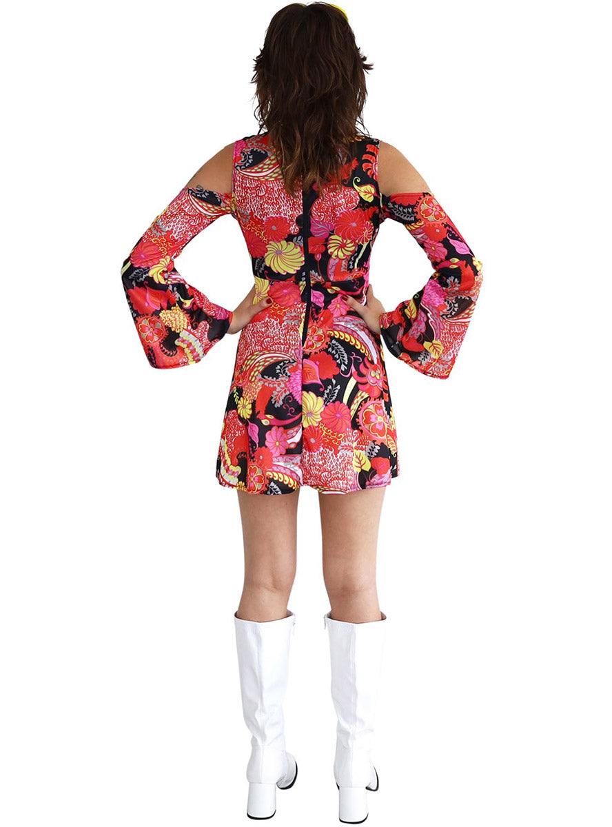 Womens Retro Hippie Chick 1960s Costume - Back Image